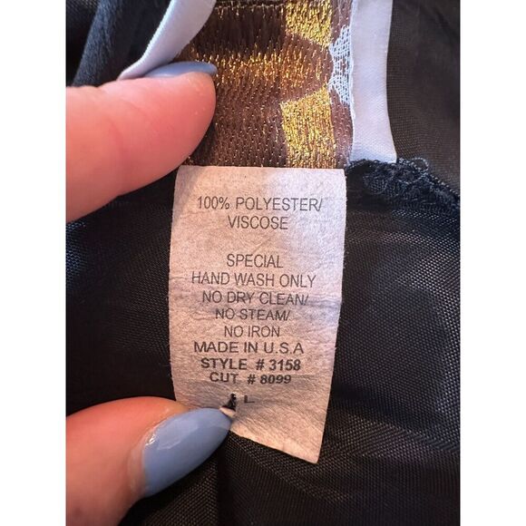 Vintage Open Back Made in USA Black Sparkly Dress Size Large - Picture 6 of 6